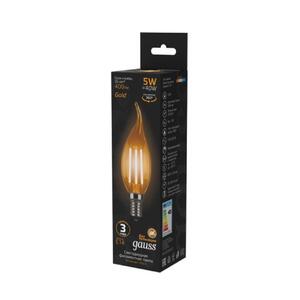 104801005 Лампа Gauss LED Filament Свеча на ветру E14 5W 400lm 2700K Golden 1/10/50 рис.2