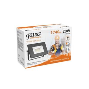 613527120 Прожектор светодиодный Gauss LED 20W 1300lm IP65 3000К черный 1/60 рис.2