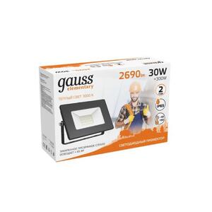 613527130 Прожектор светодиодный Gauss LED 30W 2000lm IP65 3000К черный 1/60 рис.1