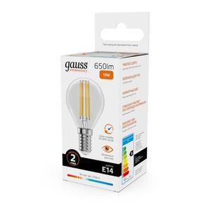 52110 Лампа Gauss Filament Elementary Шар 10W 650lm 2700К Е14 LED 1/10/100 рис.3