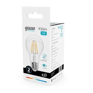 22221 Лампа Gauss Filament Elementary А60 11W 930lm 4100К Е27 LED 1/10/50 рис.4