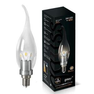 HA104201103 Лампа Gauss LED Candle Tailed Crystal clear 3W E14 2700K 1/10/100