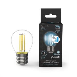 105802207-S Лампа Gauss Filament Шар 7W 580lm 4100К Е27 шаг. диммирование LED 1/10/50