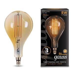 149802008 Лампа Gauss Filament А160 8W 780lm 2400К Е27 golden straight LED 1/6 рис.0