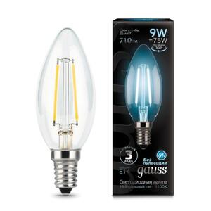 103801209 Лампа Gauss LED Filament Свеча E14 9W 710lm 4100К 1/10/50 рис.0