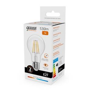 22217 Лампа Gauss Filament Elementary А60 7W 530lm 2700К Е27 LED 1/10/50 рис.3