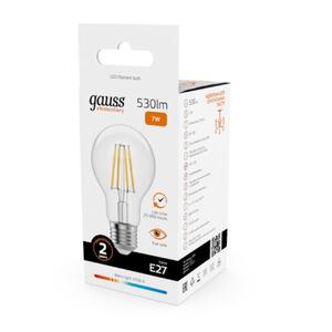 22217 Лампа Gauss Filament Elementary А60 7W 530lm 2700К Е27 LED 1/10/50 рис.4