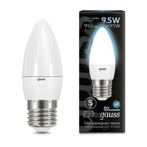 103102210 Лампа Gauss LED Свеча E27 9.5W 950lm 4100К 1/10/50 рис.0