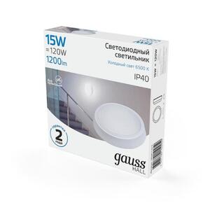 Светильник ЖКХ Gauss HALL круг 15W 1200lm 6500K 200-240V IP40 D155*33мм белый LED 1/40 рис.2