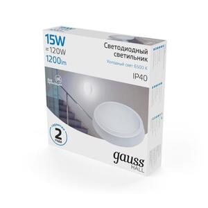 Светильник ЖКХ Gauss HALL круг 15W 1200lm 6500K 200-240V IP40 D155*33мм белый LED 1/40 рис.3