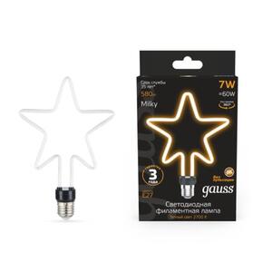 1006802104 Лампа Gauss Filament Artline Star 7W 580lm 2700К Е27 milky LED 1/10/100 рис.0