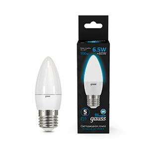 103102307 Лампа Gauss Свеча 6.5W 550lm 6500К E27 LED 1/10/100