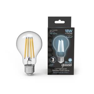 102902218 Лампа Gauss Filament А60 18W 1650lm 4100К Е27 LED 1/10/40