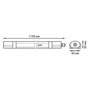 143425336 Св-к светодиодный Gauss IP65 1190*40*30мм 36Вт 2680lm 6500К линейн. мат. 1/20 рис.3