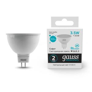 13524 Лампа Gauss LED Elementary MR16 GU5.3 3.5W 300lm 4100K 1/10/100