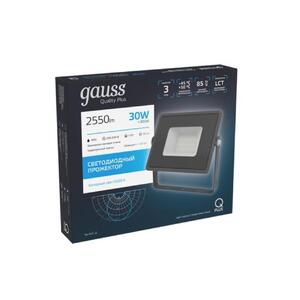 Прожектор светодиодный Gauss Qplus 30 W 2550 lm IP65 6500K графитовый серый 1/10 рис.2