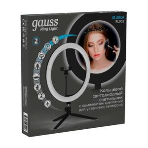 RL003 Светильник Gauss кольцевой 15W 800lm 3000-6500K 5V USB IP20 300*23мм черный дим пульт е LED 1/ рис.4