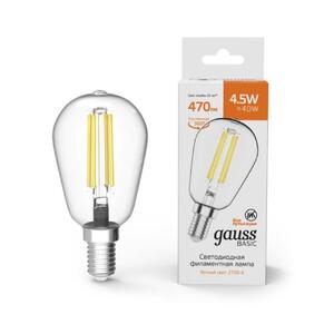 1141115 Лампа Gauss Basic Filament ST45 4,5W 470lm 2700К Е14 LED 1/10/50 рис.0