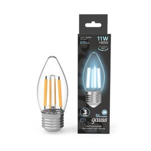 103802211 Лампа Gauss Filament Свеча 11W 830lm 4100К Е27 LED 1/10/50 рис.0