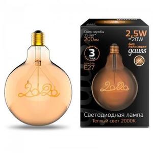 177802003 Лампа Gauss Filament G125 2,5W 200lm 2000К Е27 golden 2020 LED 1/20