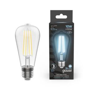 157802210 Лампа Gauss Filament ST64 10W 970lm 4100К Е27 LED 1/10/40 рис.0