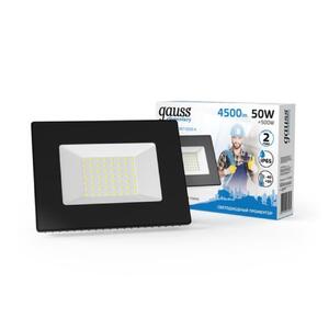 613100350 Прожектор светодиодный Gauss LED 50W 3500lm IP65 6500К черный 1/40 рис.0