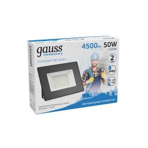 613100350 Прожектор светодиодный Gauss LED 50W 3500lm IP65 6500К черный 1/40 рис.2