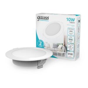 997420209 Светильник Gauss Elementary Downlight круг 10W 780lm 4000K 170-260V IP20 120*26 монтаж Ø90 рис.0