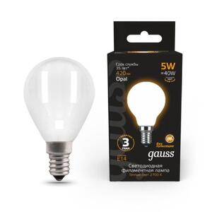 105201105 Лампа Gauss LED Filament Шар OPAL E14 5W 420lm 2700K 1/10/50 рис.0