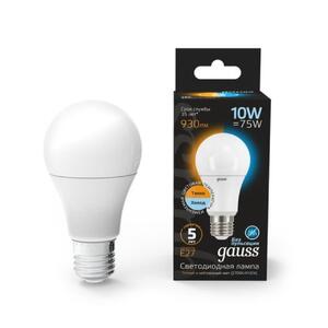 102502110-T Лампа Gauss A60 10W 930lm 3000K/4100K E27 изм.цвет.темп. LED 1/10/50 рис.0