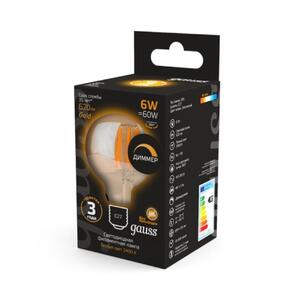 105802006-D Лампа Gauss Filament G95 6W 620lm 2400К Е27 golden диммируемая LED 1/20 рис.2