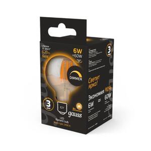 105802006-D Лампа Gauss Filament G95 6W 620lm 2400К Е27 golden диммируемая LED 1/20 рис.3