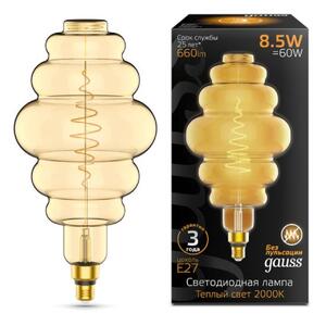 161802105 Лампа Gauss Filament Honeycomb 8.5W 660lm 2000К Е27 golden LED 1/2