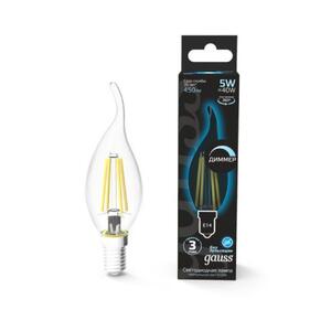 104801205-D Лампа Gauss Filament Свеча на ветру 5W 450lm 4100К Е14 диммируемая LED 1/10/50