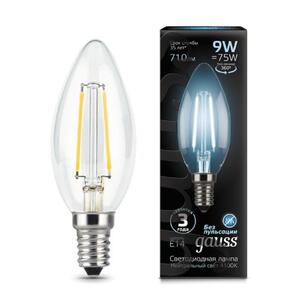 103801209 Комплект ламп Gauss LED Filament Свеча E14 9W 710lm 4100К 1/10/50