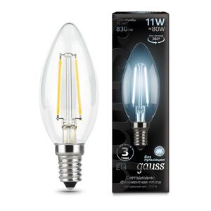 103801211 Комплект ламп Gauss Filament Свеча 11W 830lm 4100К Е14 LED 1/10/50
