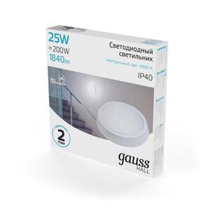 Светильник ЖКХ Gauss HALL круг 25W 1840lm 4000K 200-240V IP40 D210*35мм белый LED 1/20 рис.2