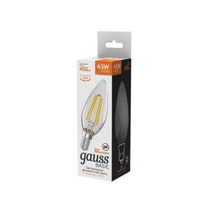 1031115 Лампа Gauss Basic Filament Свеча 4,5W 400lm 2700К Е14 LED 1/10/50 рис.2