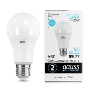 23235 Лампа Gauss Elementary A60 15W 1480lm 6500K E27 LED 1/10/50